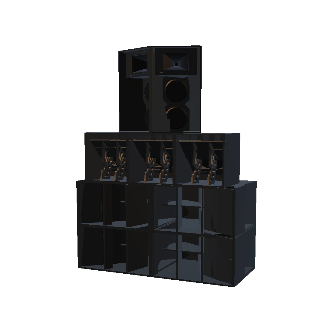 Sound system de TeiaSound: quatre subgreus WSX18, tres Cubo Kick de 15 polzades i dos SMT212 de mitjos.